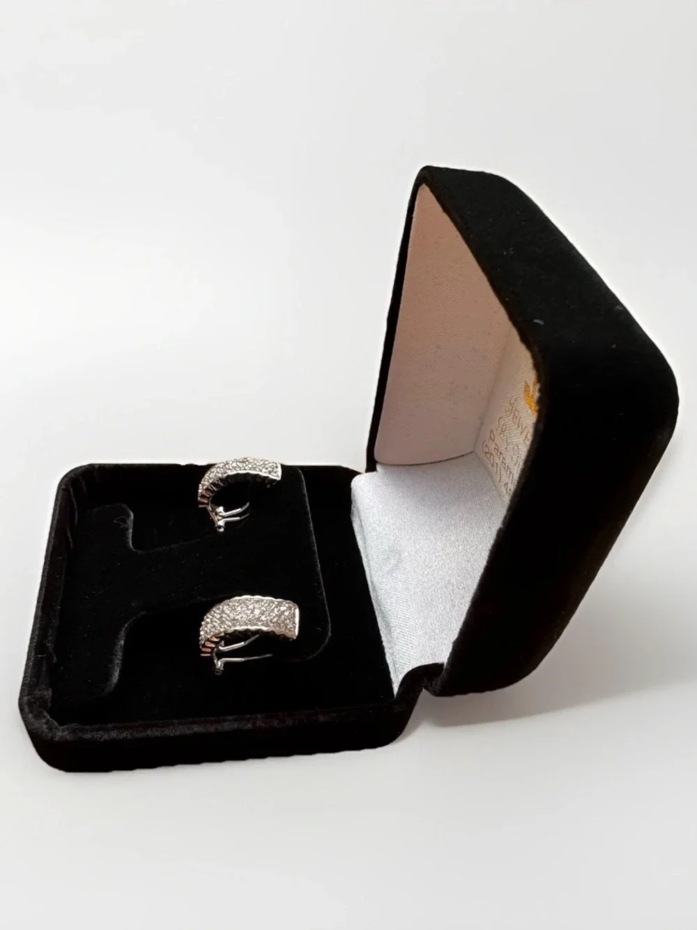 Vintage Jewelry By Mary 925 Sterling Silver Multi-Row Pavé Huggie Hoop Earrings